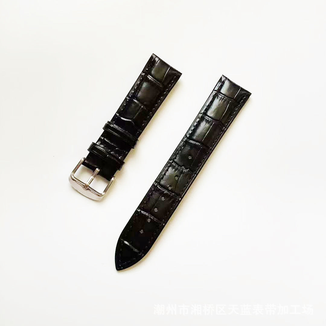 Wholesale Genuine Leather Top Layer Cowhide Bamboo Grain Flat Weave Pin Buckle Butterfly Buckle Universal Watch Strap
